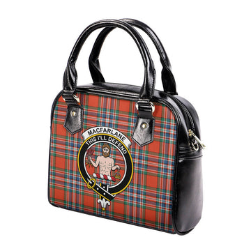 MacFarlane Ancient Tartan Shoulder Handbags with Family Crest
