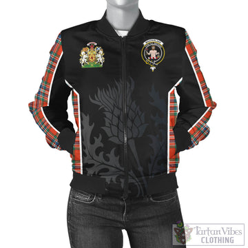 MacFarlane Ancient Tartan Bomber Jacket with Family Crest and Scottish Thistle Vibes Sport Style