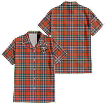 MacFarlane Ancient Tartan Short Sleeve Button Down Shirt with Family Crest