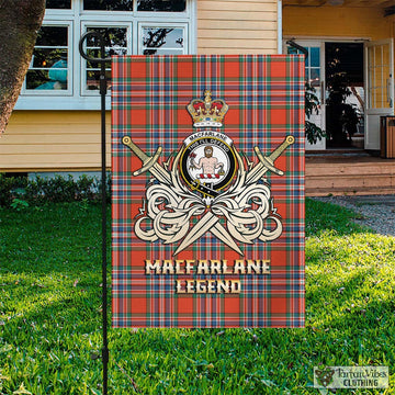 MacFarlane Ancient Tartan Flag with Clan Crest and the Golden Sword of Courageous Legacy
