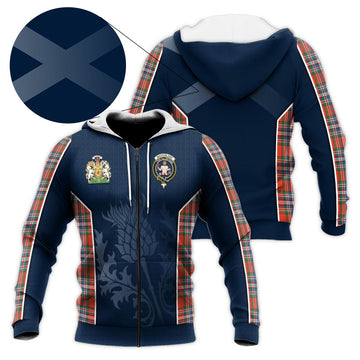 MacFarlane Ancient Tartan Knitted Hoodie with Family Crest and Scottish Thistle Vibes Sport Style