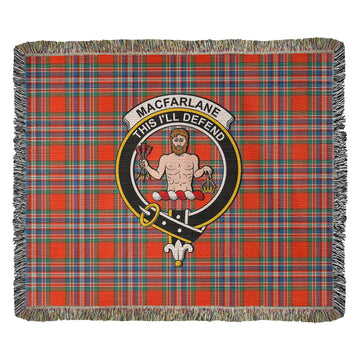 MacFarlane Ancient Tartan Woven Blanket with Family Crest