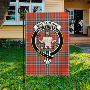 MacFarlane Ancient Tartan Flag with Family Crest