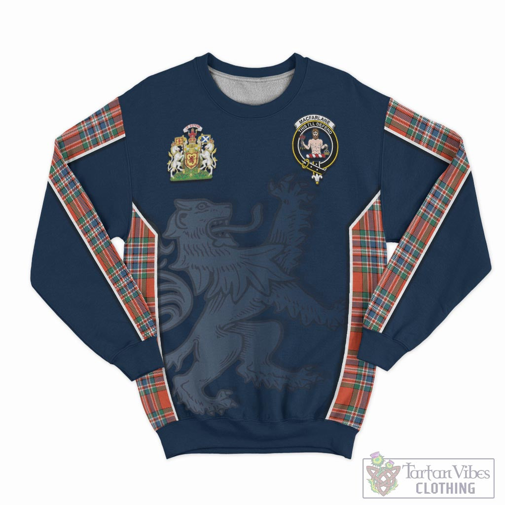 Tartan Vibes Clothing MacFarlane Ancient Tartan Sweater with Family Crest and Lion Rampant Vibes Sport Style