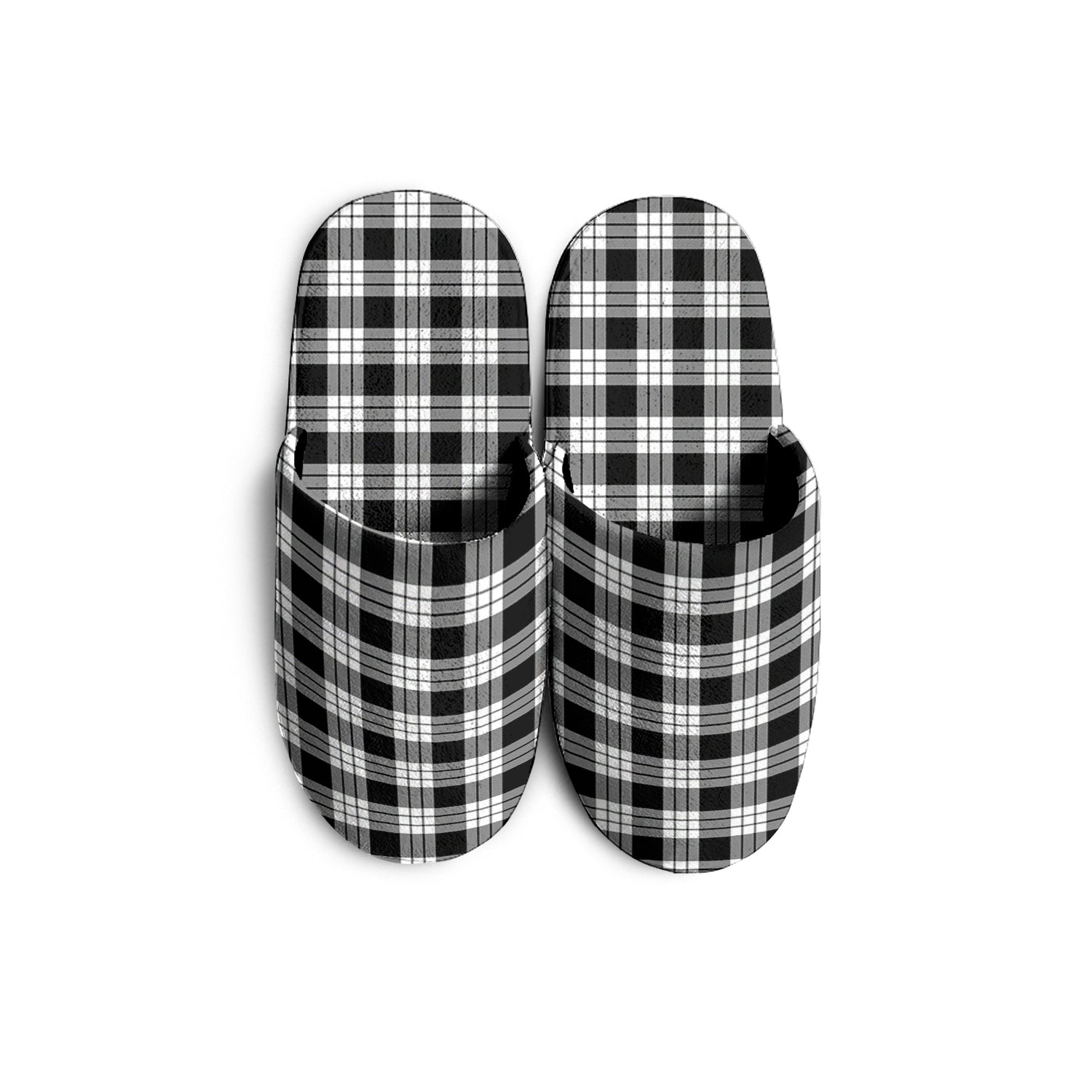 MacFarlane Black White Tartan Home Slippers - Tartanvibesclothing