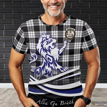 MacFarlane Black White Tartan T-Shirt with Alba Gu Brath Regal Lion Emblem