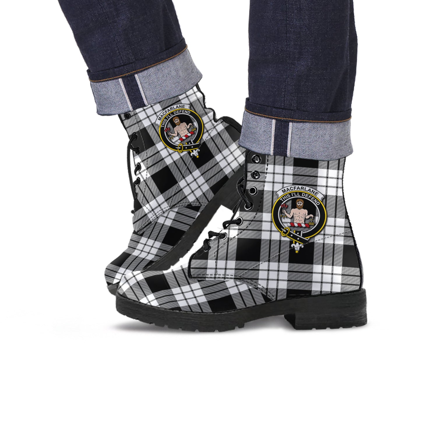 macfarlane-black-white-tartan-leather-boots-with-family-crest