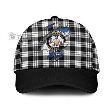 MacFarlane Black White Tartan Classic Cap with Family Crest In Me Style