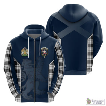 MacFarlane Black White Tartan Hoodie with Family Crest and Lion Rampant Vibes Sport Style