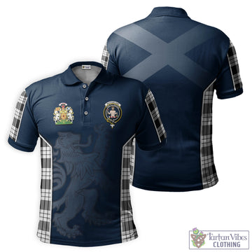 MacFarlane Black White Tartan Men's Polo Shirt with Family Crest and Lion Rampant Vibes Sport Style