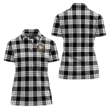 macfarlane-black-white-tartan-polo-shirt-with-family-crest-for-women