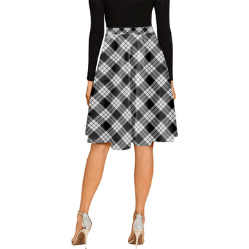 MacFarlane Black White Tartan Melete Pleated Midi Skirt