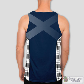 MacFarlane Black White Tartan Men's Tanks Top with Family Crest and Scottish Thistle Vibes Sport Style