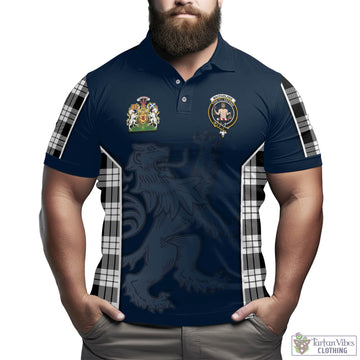MacFarlane Black White Tartan Men's Polo Shirt with Family Crest and Lion Rampant Vibes Sport Style