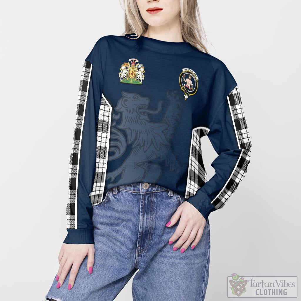 Tartan Vibes Clothing MacFarlane Black White Tartan Sweater with Family Crest and Lion Rampant Vibes Sport Style