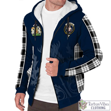 MacFarlane Black White Tartan Sherpa Hoodie with Family Crest and Scottish Thistle Vibes Sport Style