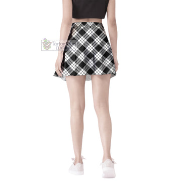 MacFarlane Black White Tartan Women's Plated Mini Skirt