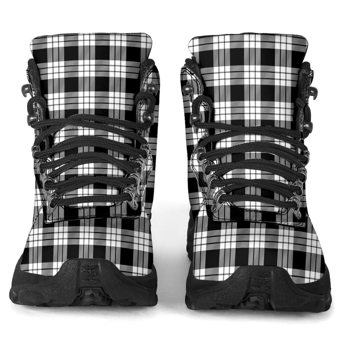 MacFarlane Black White Tartan Alpine Boots - Tartanvibesclothing