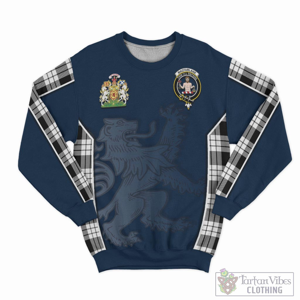 Tartan Vibes Clothing MacFarlane Black White Tartan Sweater with Family Crest and Lion Rampant Vibes Sport Style
