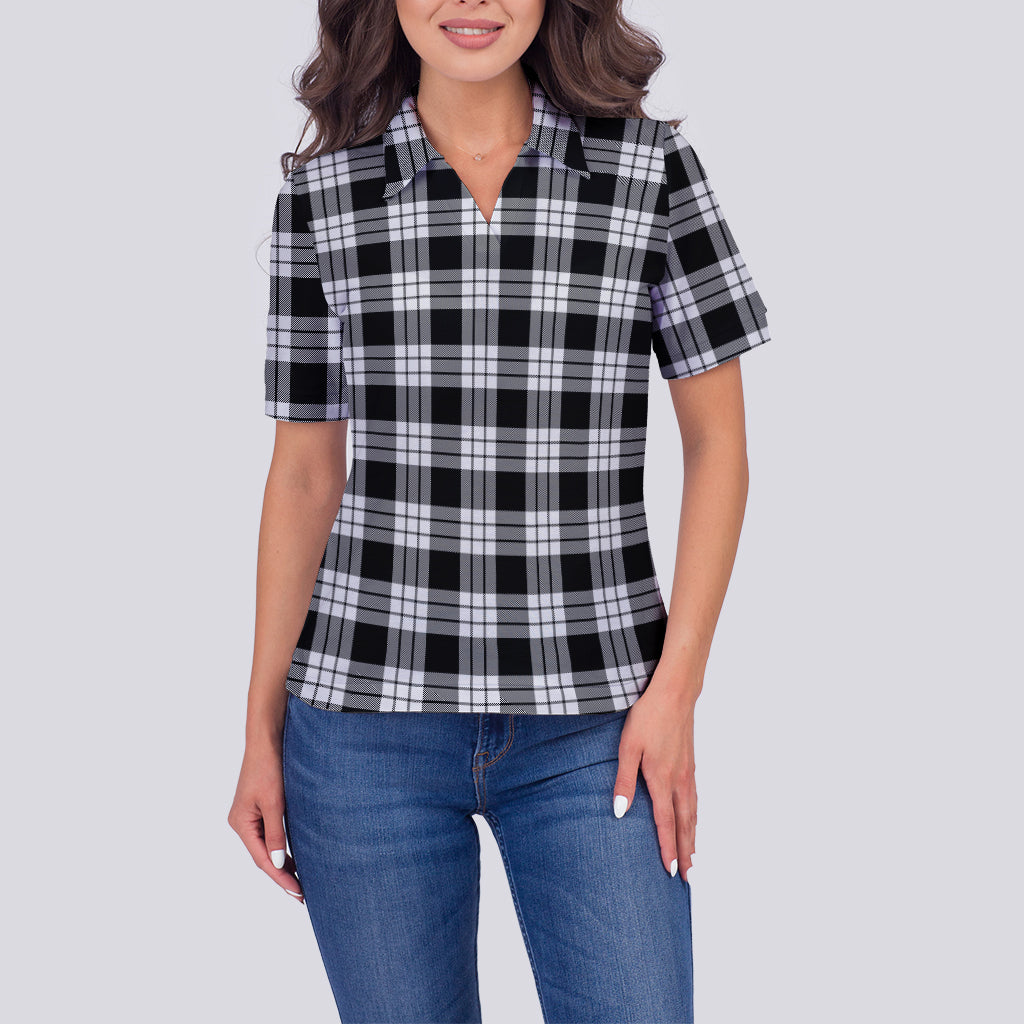 macfarlane-black-white-tartan-polo-shirt-for-women