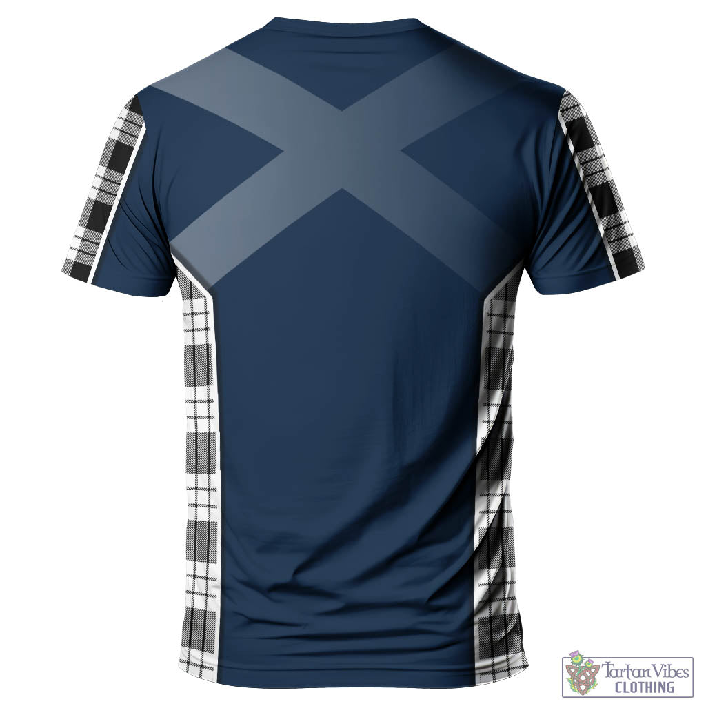 Tartan Vibes Clothing MacFarlane Black White Tartan T-Shirt with Family Crest and Scottish Thistle Vibes Sport Style