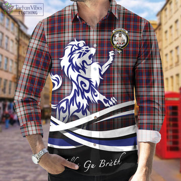 MacFarlane Dress Tartan Long Sleeve Button Up Shirt with Alba Gu Brath Regal Lion Emblem
