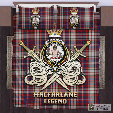 MacFarlane Dress Tartan Bedding Set with Clan Crest and the Golden Sword of Courageous Legacy