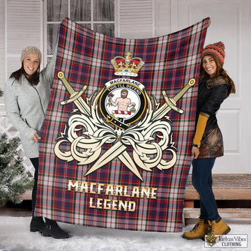MacFarlane Dress Tartan Blanket with Clan Crest and the Golden Sword of Courageous Legacy