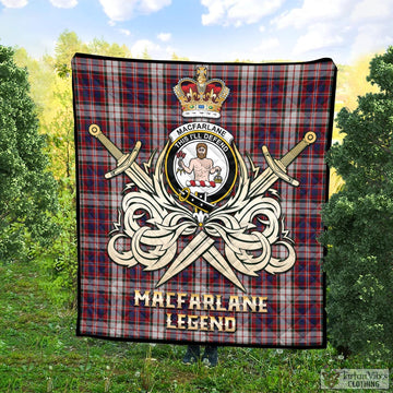 MacFarlane Dress Tartan Quilt with Clan Crest and the Golden Sword of Courageous Legacy