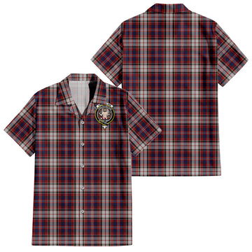 MacFarlane Dress Tartan Short Sleeve Button Down Shirt with Family Crest