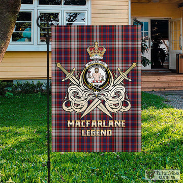 MacFarlane Dress Tartan Flag with Clan Crest and the Golden Sword of Courageous Legacy