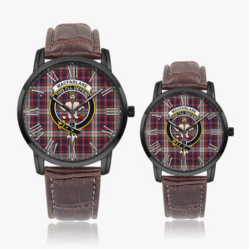 MacFarlane Dress Tartan Family Crest Leather Strap Quartz Watch