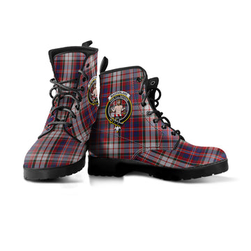 MacFarlane Dress Tartan Leather Boots with Family Crest