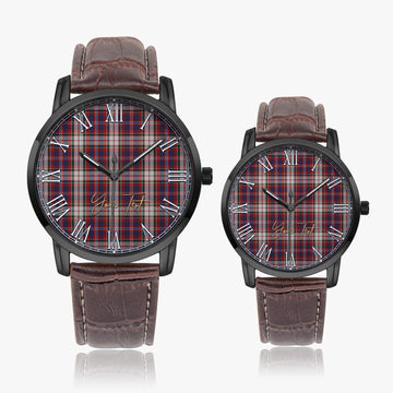 MacFarlane Dress Tartan Personalized Your Text Leather Trap Quartz Watch