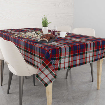 MacFarlane Dress Tartan Tablecloth with Clan Crest and the Golden Sword of Courageous Legacy