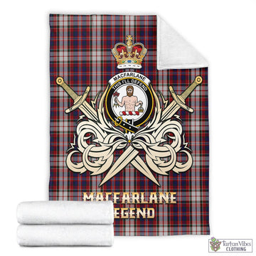 MacFarlane Dress Tartan Blanket with Clan Crest and the Golden Sword of Courageous Legacy