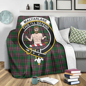 MacFarlane Hunting Tartan Blanket with Family Crest