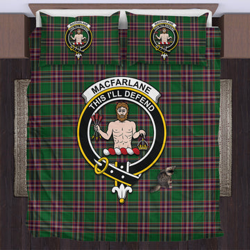 MacFarlane Hunting Tartan Bedding Set with Family Crest