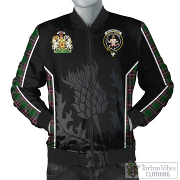 MacFarlane Hunting Tartan Bomber Jacket with Family Crest and Scottish Thistle Vibes Sport Style