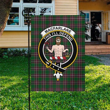 MacFarlane Hunting Tartan Flag with Family Crest