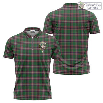 MacFarlane Hunting Tartan Zipper Polo Shirt with Family Crest