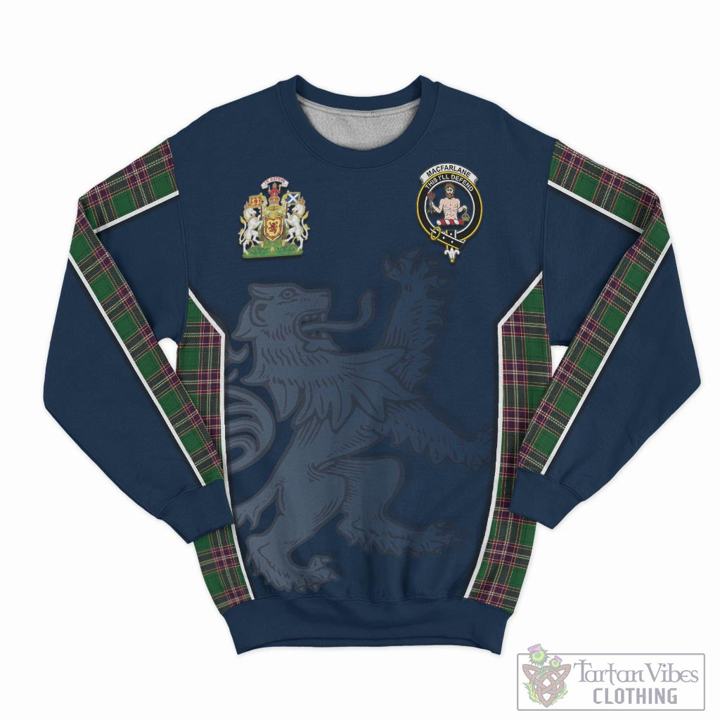 Tartan Vibes Clothing MacFarlane Hunting Tartan Sweater with Family Crest and Lion Rampant Vibes Sport Style