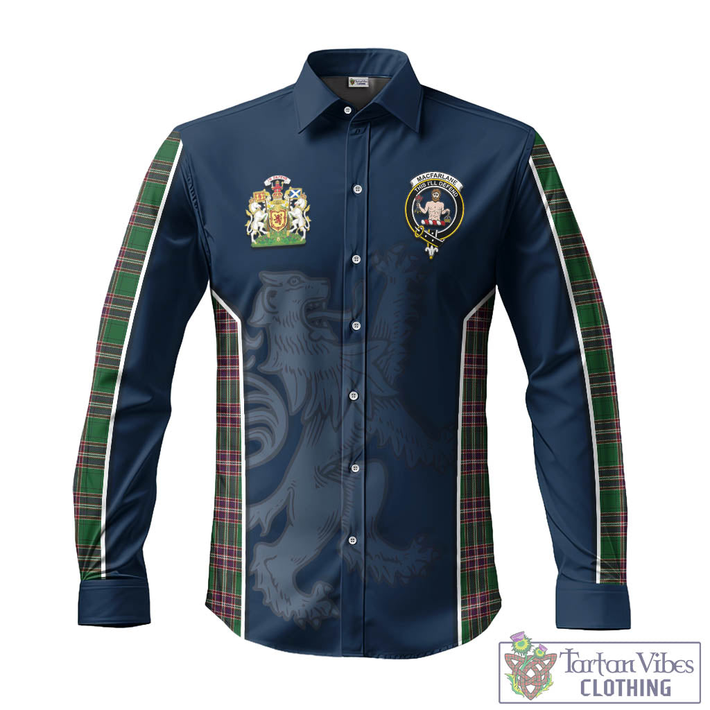 Tartan Vibes Clothing MacFarlane Hunting Tartan Long Sleeve Button Up Shirt with Family Crest and Lion Rampant Vibes Sport Style