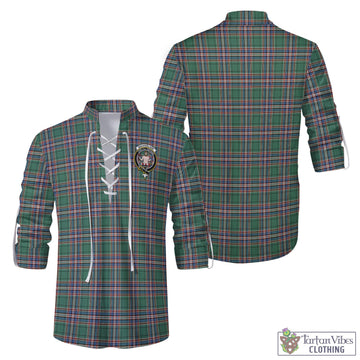 MacFarlane Hunting Ancient Tartan Men's Scottish Traditional Jacobite Ghillie Kilt Shirt with Family Crest