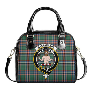 MacFarlane Hunting Ancient Tartan Shoulder Handbags with Family Crest