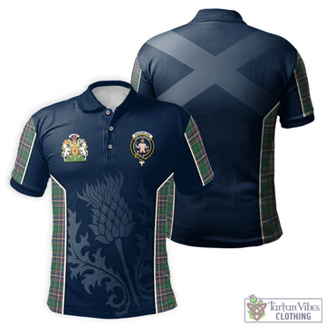 MacFarlane Hunting Ancient Tartan Men's Polo Shirt with Family Crest and Scottish Thistle Vibes Sport Style