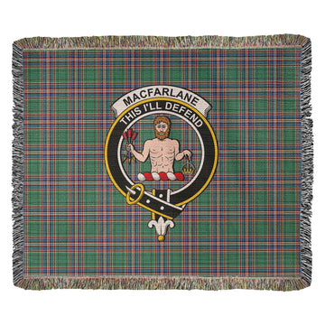 MacFarlane Hunting Ancient Tartan Woven Blanket with Family Crest