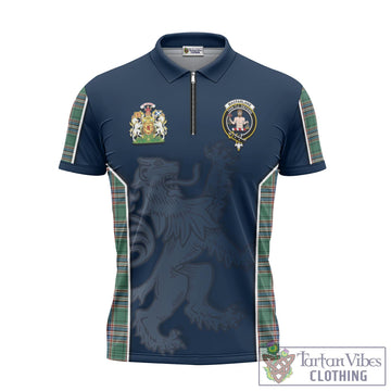 MacFarlane Hunting Ancient Tartan Zipper Polo Shirt with Family Crest and Lion Rampant Vibes Sport Style