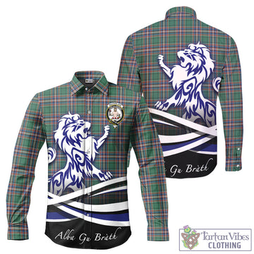 MacFarlane Hunting Ancient Tartan Long Sleeve Button Up Shirt with Alba Gu Brath Regal Lion Emblem