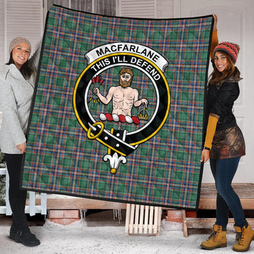 MacFarlane Hunting Ancient Tartan Quilt with Family Crest